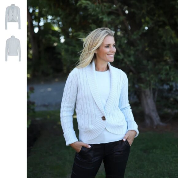 Burgess Cardigan Sweater | Women's Med | The Kiki, Frost Blue, Cable Knit NEW - Picture 11 of 11